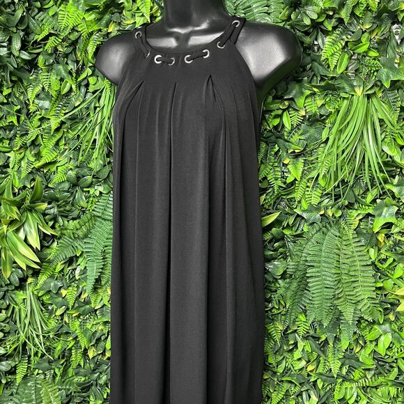 CALVIN KLEIN Women‎ Dress 2 Black High Neck Grommet Accent A Line Shift 1974 - Picture 2 of 7